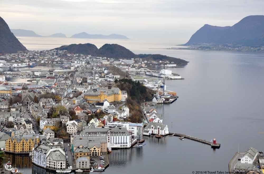 Fjellstua viewpoint in beautiful Alesund looking over the old city.