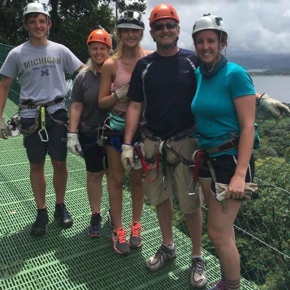 The Dalton family at Hanging Bridges in Costa Rica.