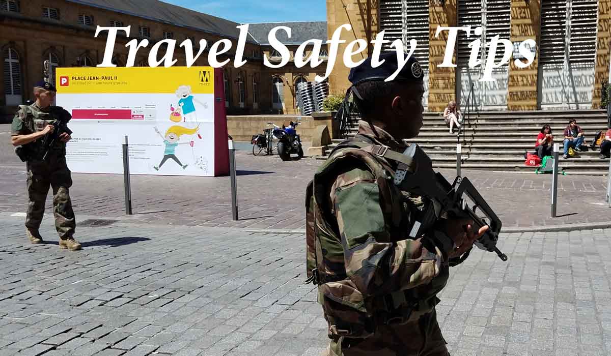 Travel safety tips cover image with soldiers in France.