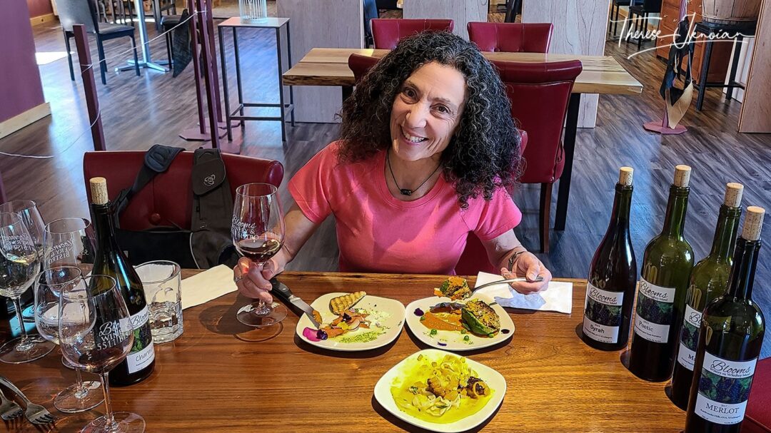 Blooms Winery Whidbey Therese Tasting