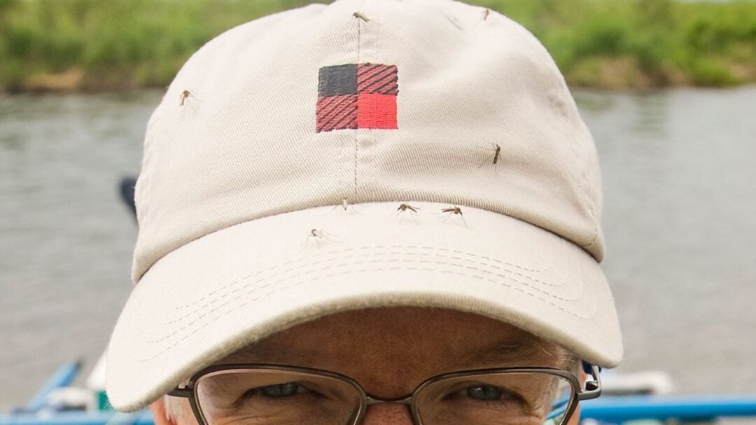 Mosquitoes Swarm on Michael's Hat in Alaska. He needs to find out what the best bug repellents are.