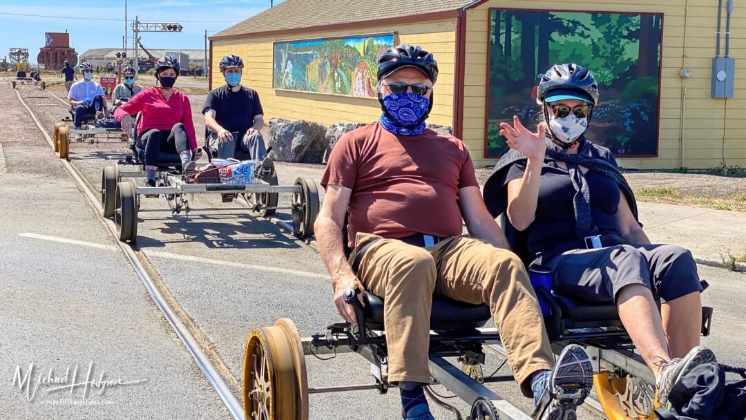 Skunk Train Railbikes Head Out From The Depot In Fort Bragg
