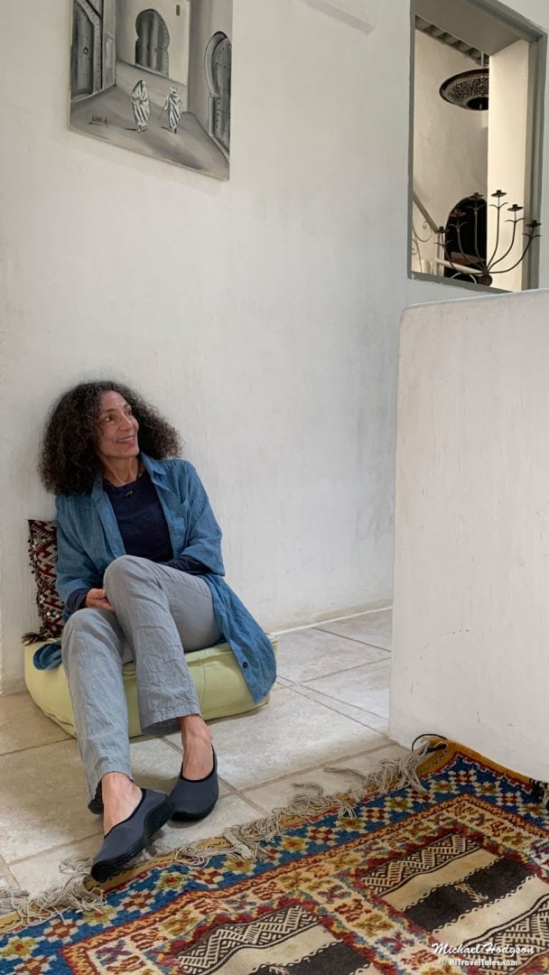 Therese Wearing Arcopedico Shoes In Morocco. Best shoes for travel when slip on comfort is needed.